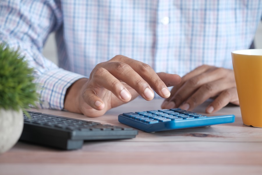 Tax documents and a pen on a table