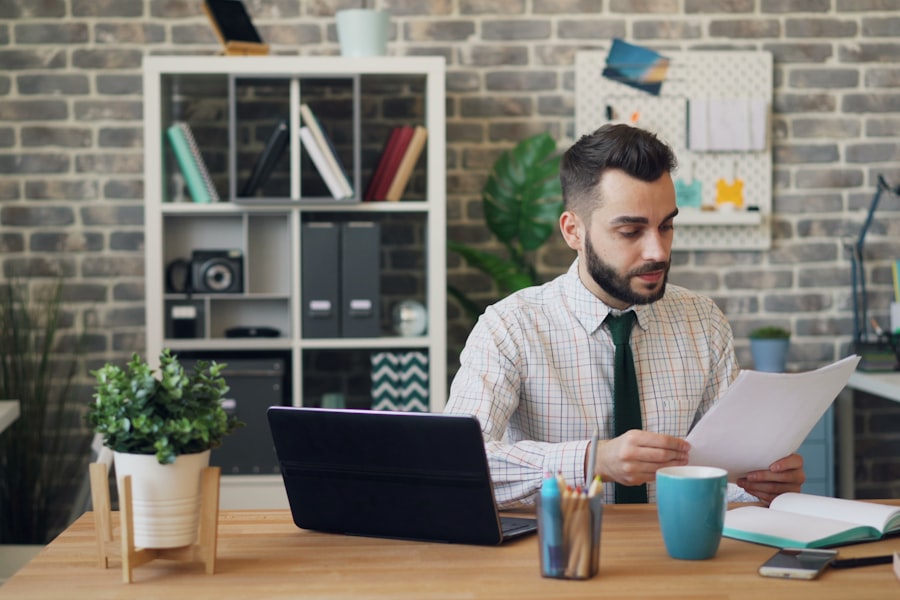 A person working at an office desk